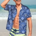 thumbnail image 7 of Disketp Blue Mandala Harmony Hawaiian Shirts for Men,Mens Casual Short Sleeve Button Down Shirts Beach Shirt,Medium, 7 of 7