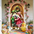 thumbnail image 2 of Stijggn Easter Door Cover Easter Decorations Spring Door Banner Easter Bunny Door Decorative Colorful Flower Rabbit Background for Home Party Supplies, 2 of 6