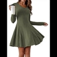 thumbnail image 2 of Vestido de Suéter de Larga, Vestido de Otoño, Cuello Redondo, Cintura Alta, Vestido Ajustado, Vestido Casual para Mujer Verde XL, 2 of 9