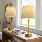 Oneach 19.75 Gold Modern Table Lamp Set of 2 for Living Room Bedroom Nightstands Bedside Lamps, Metal, Decor