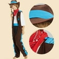 thumbnail image 6 of Toddler Boys Casual Outfit Sets Kids Solid Color West Cowboy Cow Fancy Dress With Bandana Vest Hat Daily-Wear,Brown,L, 6 of 7