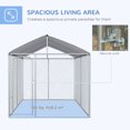 thumbnail image 3 of Large Silver Galvanized Steel Dog Kennel Playpen with Canopy Cover – 13.1' x 7.5' Outdoor Secure Enclosure for Dogs, Rabbits & More – Backyard & Patio Use, 3 of 7