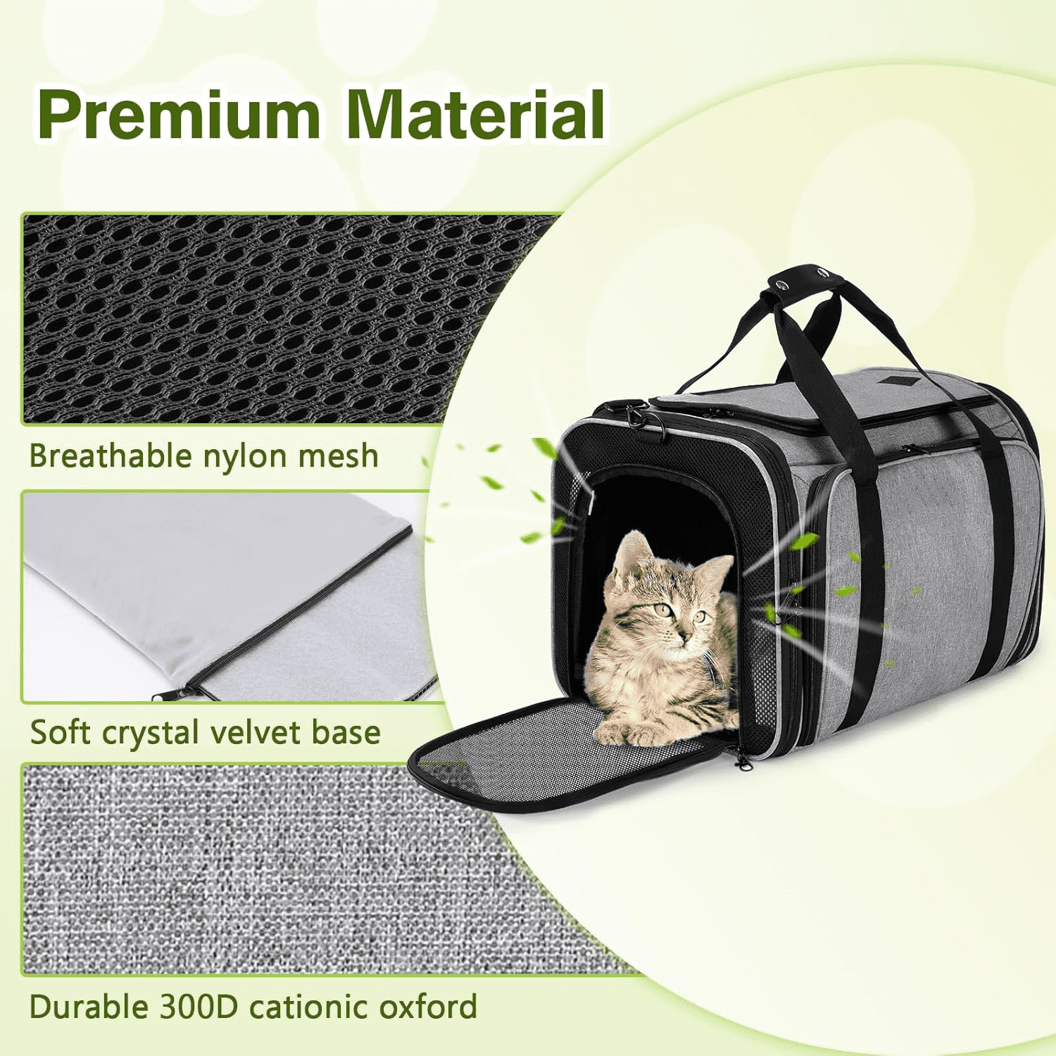 "Expandable Cat Carrier, Soft Side Pet Carrier with Seat Belt, Dog Carriers for Small Dogs, Portable & Foldable Cat Bag Carrier Great for Travel, Outdoor, Hiking, Camping "