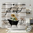 thumbnail image 2 of Get Naked Shower Curtains Bathtub Sunflower White Background Barn Wood Farmhouse Shower Curtains for Bathroom Rustic Decorative Waterproof Fabric Machine Washable with 12 Hooks 72"x72", 2 of 6