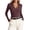 1Brown, variant on Xijirk Women's Long Sleeve TβShirt Polo Collar VβNeck Slim Fit Stretch Soft Basic Top for Casual Daily and Commute Wear,1Green,M