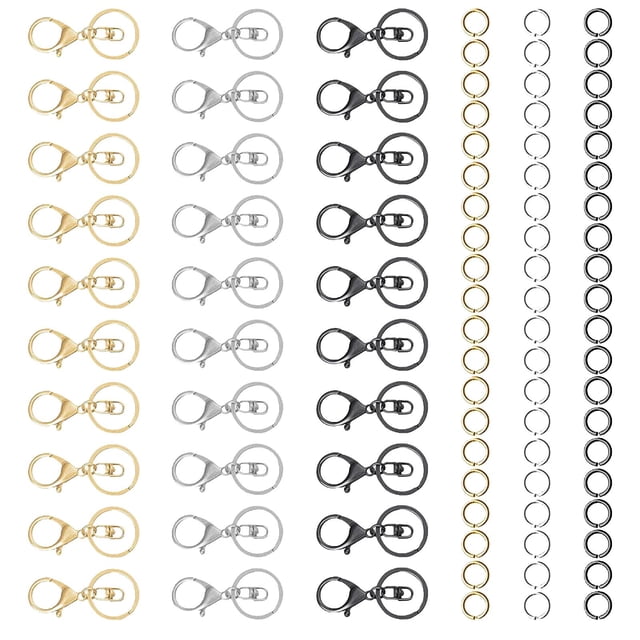 90 Unids Cierres de Garra de Langosta Llavero Dividir Llavero Anillos Ganchos de Presión Giratorios Broche de Langosta de Metal Clips Giratorios para