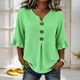 thumbnail image 5 of Women's 3/4 Sleeve V-Neck Plus Size Casual Fashion Blouse Loose Comfortable Top, 5 of 5