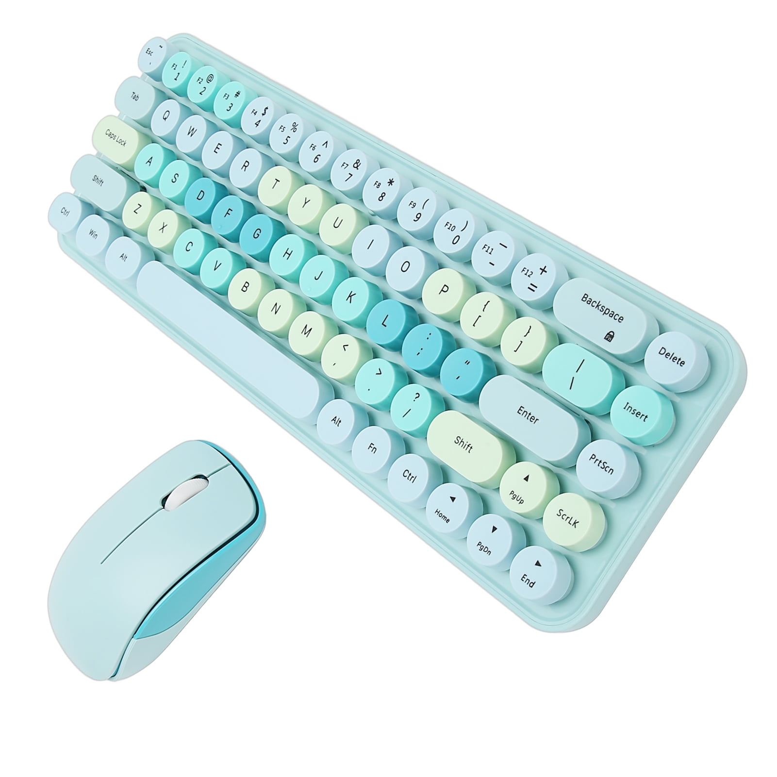 Wireless Keyboard And Mouse Combo, 68 Keys Retro Wireless Keyboard With