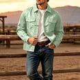 thumbnail image 4 of YUGYXL Men's Lapel Button down Casual Jackets Loose Fashion Fall Jackets | Breathable Stretch Slim Fit Trucker Mint Green Jackets, 4 of 5