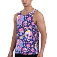 thumbnail image 2 of Lsque Skull colorful mushroom Pattern Mens Tank Tops Muscle Athletic Quick Dry Sleeveless Workout Fitness T Shirts Beach Tank Top, Loose-fit Sleeveless Shirt for Men-Large, 2 of 7