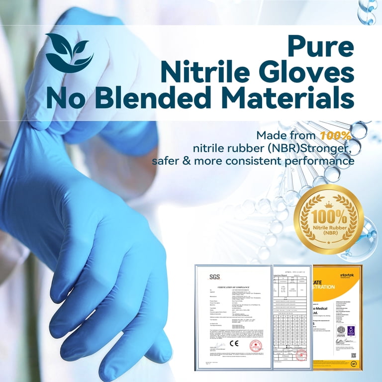 KLIZZA 300PCS Blue Nitrile Disposable Gloves 5Mil Latex-Free and
