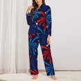 thumbnail image 2 of KLL Red White Blue Fireworks Print Women's Long Sleeve Pajamas with Pants Sleepwear Loungewear 2 Set-Small, 2 of 7