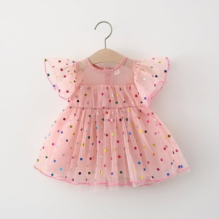 

Huilaibazo Girls Dress Baby Paillette Dresses Princess Dress Dot Girls Girls Dress&Skirt