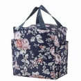 thumbnail image 7 of Insulated Lunch Bag, Lunch Tote Bag, Insulated Tote Bag, Durable Polyester Lunch Box Bag, Dark Blue Vintage Rose Print, Two Side External Storage Pockets, 10X10X5.5 Inch Reusable, 7 of 7