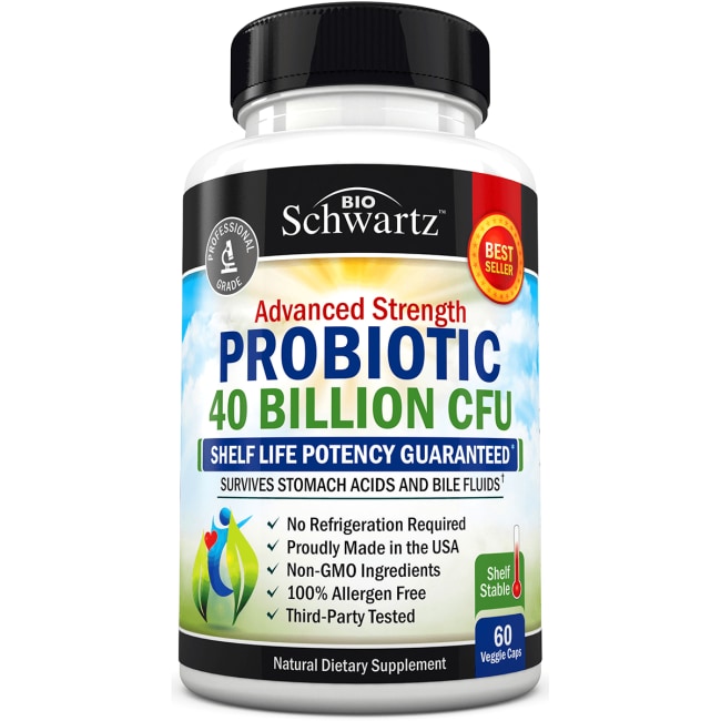 BioSchwartz Advanced Strength Probiotic 40 Billion Cfu 60 Caps ...