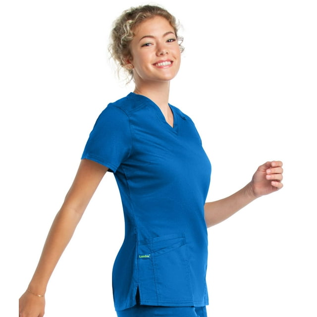 Landau ProFlex Haut de Blouse Médicale pour Femmes : 3 Poches, Coupe Moderne Ajustée, Col en V Extensible 4169