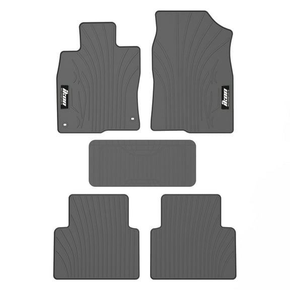 Ikon Motorsports Floor Mats Compatible With 2016-2021 Honda Civic 4-Door Sedan Hatchback, Latex Heavy Duty All Weather Season Car Auto Front Rear Carpets Liner 5PC Gray