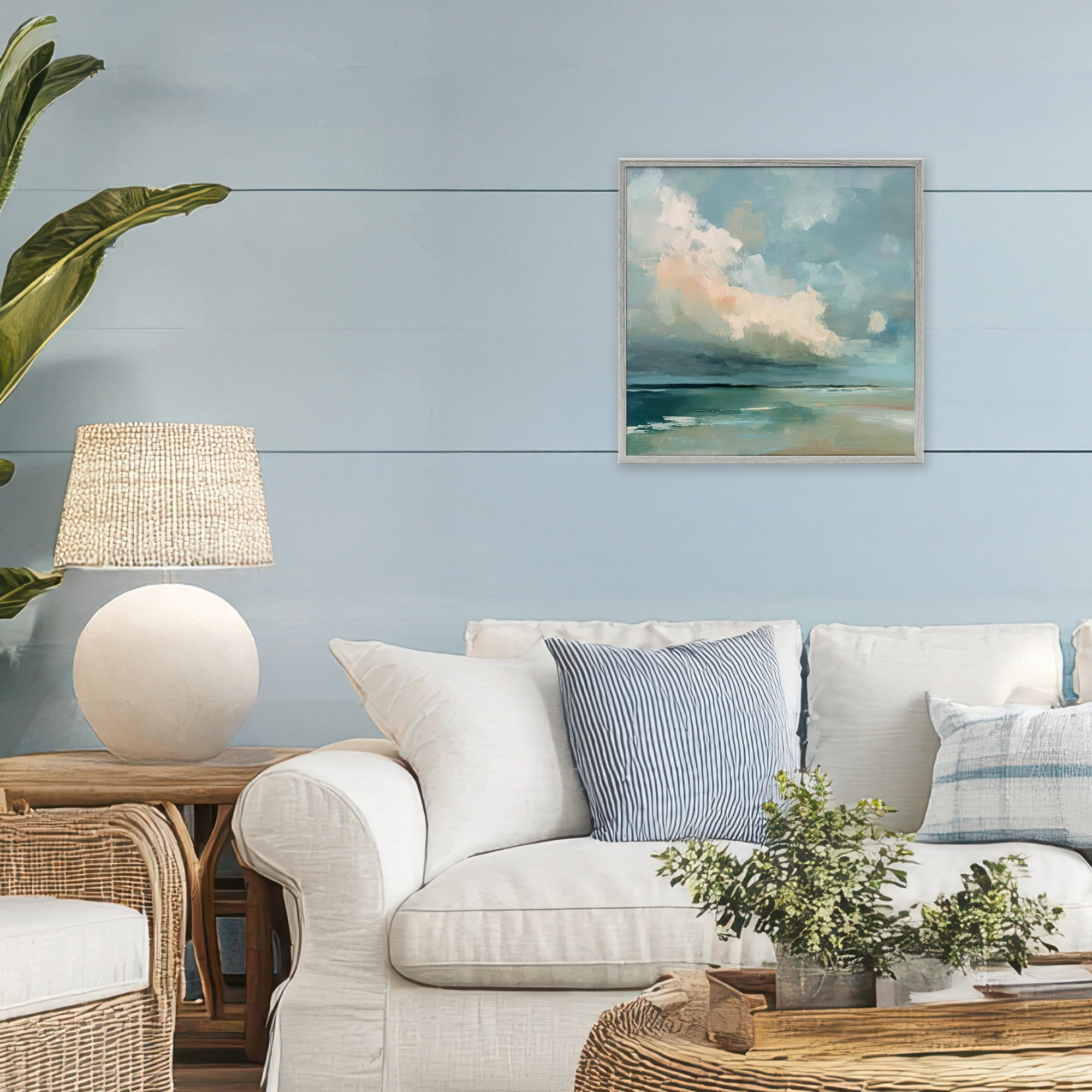 Stupell Industries Stormy Beach with Overhead Clouds Gray Framed Giclee Art, design by Kim Curinga