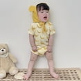 Baby Bodysuit Girl Girls Short Sleeve Cartoon Fruits Prints Romper Bodysuits with Hat Outfits