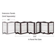 Unipaws Wide Pet Gate, Freestanding Pet Playpen, 6 Panels Dog Gate, Espresso