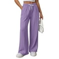 thumbnail image 2 of Samickarr Athletic Pants for Women Drawstring High Elastic Waist with Pocket Pants Straight Loose Wide Leg Trousers, 2 of 8