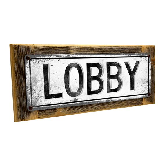 Framed Lobby 4"x12" Metal Sign, Wall Décor for Home and Office