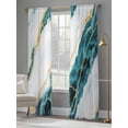 thumbnail image 4 of Teal Marble Sheer Curtains for Living Room Bedroom, Light-filtering Sheer Curtain, Abstract Retro Rod Pocket Voile Window Treatment Drapes, 52’’Wx84’’L, 2 Panels Set, 4 of 7