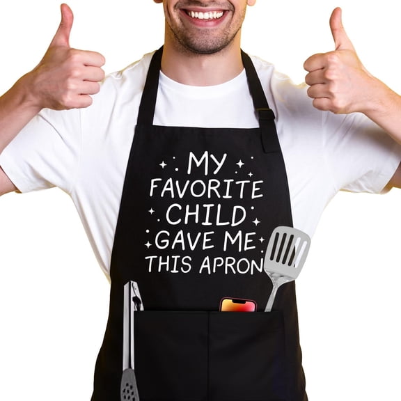 My Favorite Child Gave Me This Apron,Funny Chef Apron,Funny Aprons for Women Men with 2 Tool Pockets,Waterproof and OilProof,Fun BBQ Baking Grilling Kitchen Apron