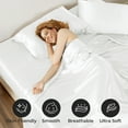 thumbnail image 6 of Seasonwood White Satin Sheets Full Size Soft 1800 Microfiber Sheet Set 4 Pieces with 2 Pillowcase, 6 of 7