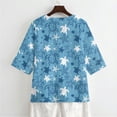 thumbnail image 5 of Xoenoiee Turtle Starfish Print Womens Button Down Shirts Linen Cotton 3/4 Sleeve Blouses Casual Loose Fit Gauze Tops Plus Size, Size M, 5 of 7