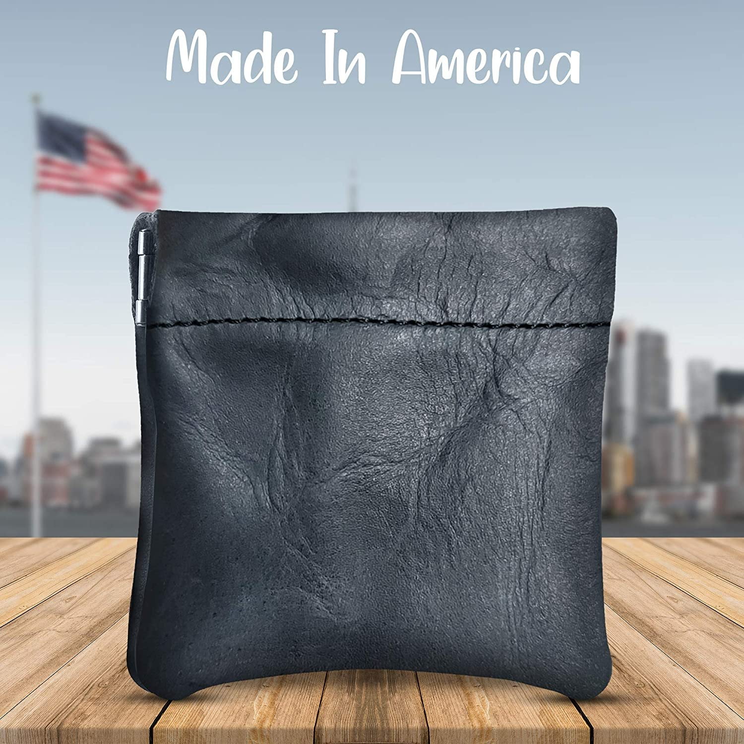 Limited Edition Leather Zip Wristlet Pouch, Wallet, American Flag
