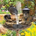 thumbnail image 3 of Water Fountain and Birdbath Solar Powered Polyresin Vintage Bronze/Green Outdoor Pond Fountain Combo Set Freestanding Bird Feeders for Garden Patio Deck or Yard, 3 of 6