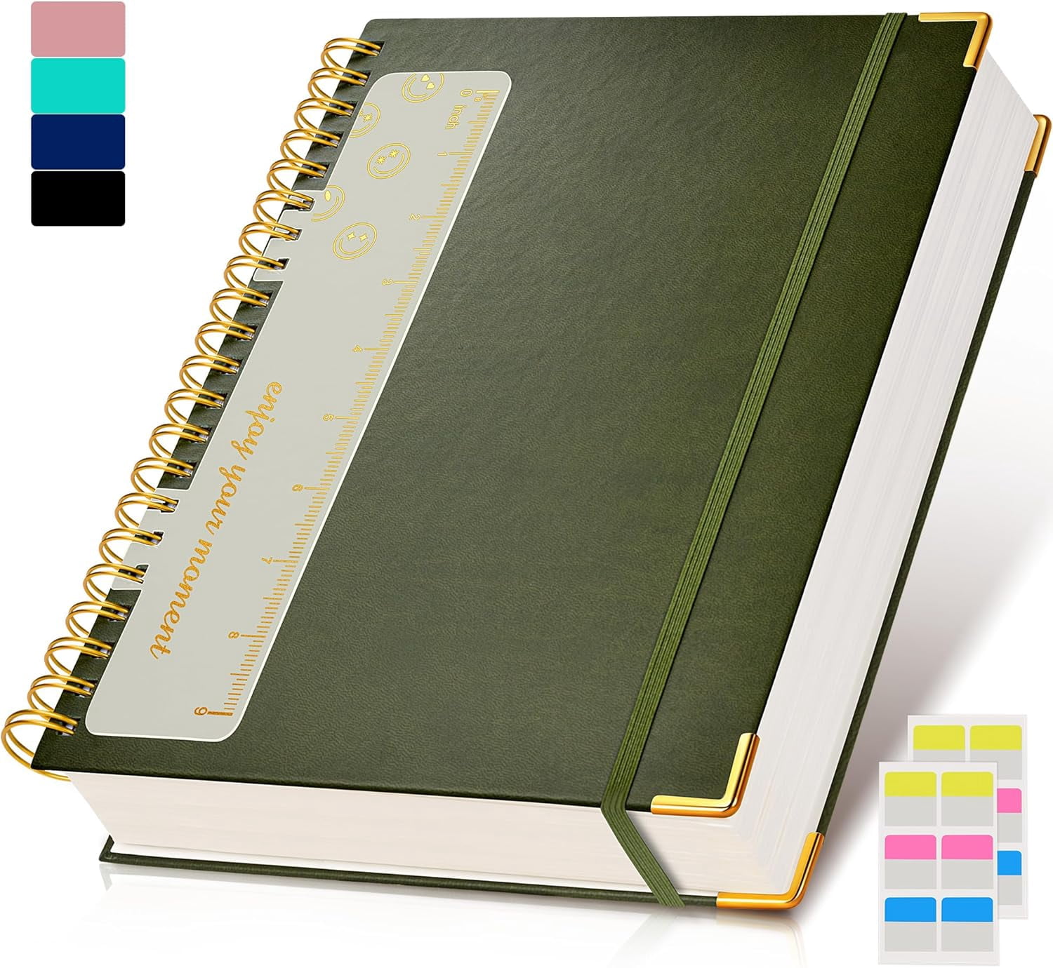 Spiral Notebook Journal 7.6” x 10”, 300 Pages Hardcover Leather Lined Journals for Women Men, B5 Large College Ruled Notebooks with 100 GSM Thick Paper, Spiral Journal for Writing Work School, Pink