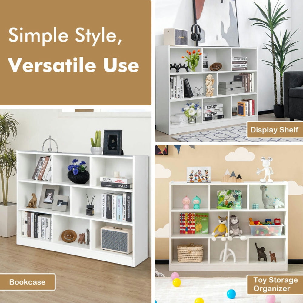 Demi Bonn 3-Tier Open Bookcase, 8-Cube Floor Standing Storage Shelves Display Cabinet, Free-standing Bookshelf, White