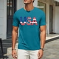 thumbnail image 4 of Men's Patriotic Graphic Crewneck Sweatshirt, Soft Fleece Lining with Independence Day Theme for Casual Lounging ,Turquoise L, 4 of 5