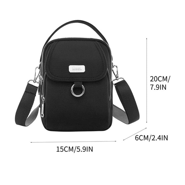 Bolsas Crossbody para Mujeres Bolsa de Teléfono Móvil Multicompartimento a Prueba de Agua, Bolsa de Hombro de Mensajero de Tela Casual de 15x6x20cm con Correa Ajustable Bolsa de Mensajero de Agujero D