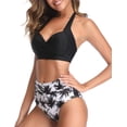 thumbnail image 2 of Xishao Trajes de Baño para Mujer 2 Piezas Conjunto de Bikini Bañador Cintura Alta Espalda Descubierta para Playa Piscina Natación Negro Coco 2XL Negro Coco 2XL Xishao ropa, 2 of 2