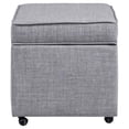 thumbnail image 1 of Cube en Lin Gris Clair Pouf - Rangement Caché - Pieds Castered, 1 of 7