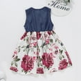 thumbnail image 3 of 3T Baby Girl Clothes 4T Toddler Girls Summer Dress Sleeveless Jeans Dress Floral Denim Dress Dark Blue, 3 of 6