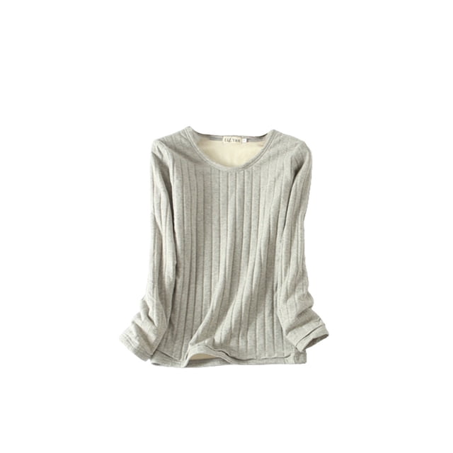 Ropa interior Camiseta Mujer Cálido Grueso Algodón A prueba de viento Ropa interior sin rastro Ropa cómoda Manga larga Invierno Prendas para la parte del cuerpo gris claro, gris claro XXL XXL sweethay AP013131-16