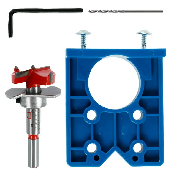 Adifare 35mm Concealed Hinge Jig Adjustable Cabinet Door Hinge Hole Opener Locator with Twist Drill for Door Installation DIY Woodworking
