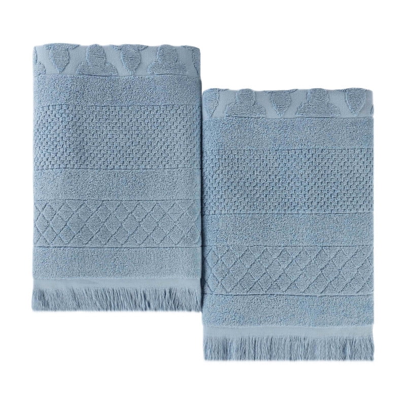Superior Rolla Cotton Geometric Soft Bath Sheet Set of 2, Blue