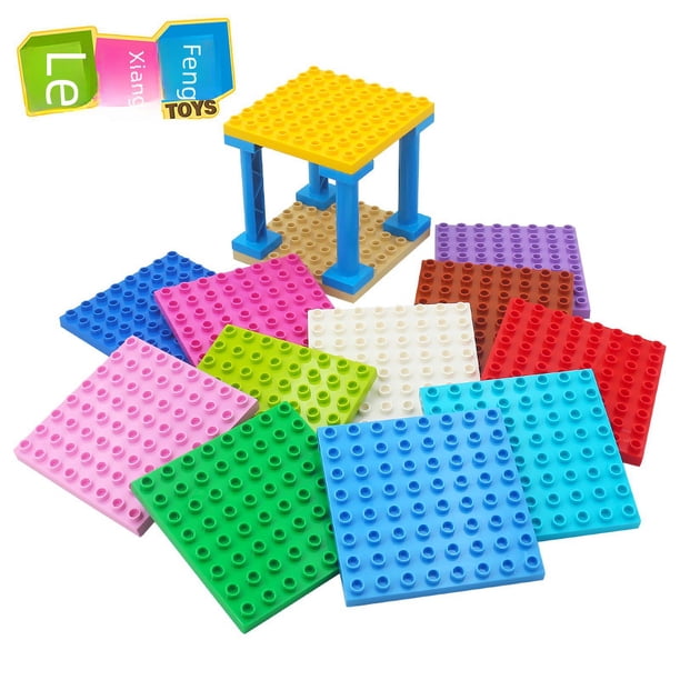 Bloques de construcción de partículas grandes 8 × 8, piso de doble cara, placa inferior de 64 orificios, base de escena, accesorios de juguete de plástico a granel