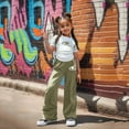 thumbnail image 5 of XIYON Girls Clothing Set Casual Summer Outfit Ribbed Short Sleeve Top And Pleated Sport Pants 2 Piece Playwear Comfy Daily Wear 9-10 Years, 5 of 7