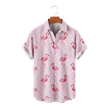 

MLFU Men s Flamingo Aloha Casual Holiday Shirt Tropical Beach Aloha Shirt & Top Vacation Costume for Teen and Adult