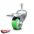 thumbnail image 2 of 3 Inch Green Polyurethane Wheel Swivel 10mm Stem Caster with Total Lock Brake, 2 of 2