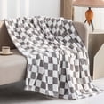 thumbnail image 2 of LOMAO Buffalo Check Fleece Throw Blanket Soft Checkered Plaid Blankets Cozy Lightweight Flannel Blanket for Couch Chair Bed(Grey,51"x63"), 2 of 8