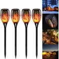 thumbnail image 1 of Paquete de 4 luces solares de llama, lámpara solar Swonuk, antorchas de jardín, IP65, luces solares impermeables para exteriores con llamas realistas, encendido/apagado automático, luz cálida para exteriores, 1 of 7