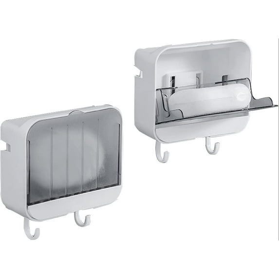 2-Pack Soap Holder,Bar Soap Holder for Shower Wall with 2 Hooks,Waterproof Soap Dish for Shower,Keep Soap Bar Dry Clean,Easy Cleaning,No Drilling Soap Box,Extend Soap Life (White)