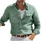 thumbnail image 2 of pstuiky camisetas de manga larga para hombre, Camisa/top de manga larga con solapa de lino y color liso para hombre tops de invierno para hombre s, 2 of 6